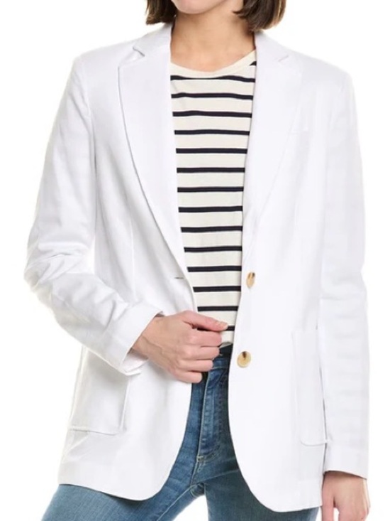 J. McLaughlin Jackets & Blazers - J. McLaughlin White Linen-Blend Two-Button Blazer jacket size Small Resortwear